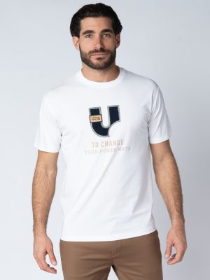 T-shirt Ανδρικό Λευκό με Τύπωμα