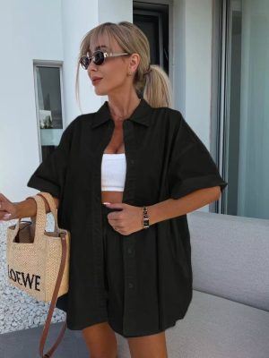 Σετ Γυναικείο Μαύρο Πουκάμισο & Σορτς