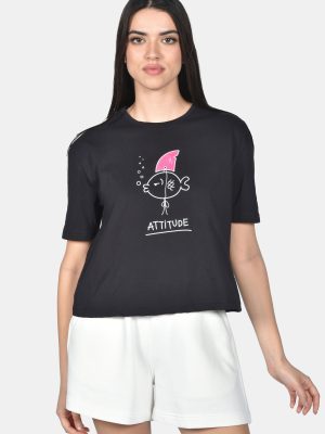 T-shirt Γυναικείο Μαύρο με Τύπωμα