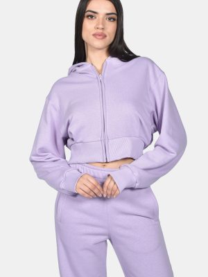 Ζακέτα Γυναικεία Φούτερ Λιλά