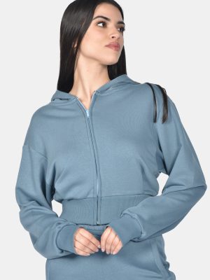 Ζακέτα Γυναικεία Φούτερ Πετρόλ