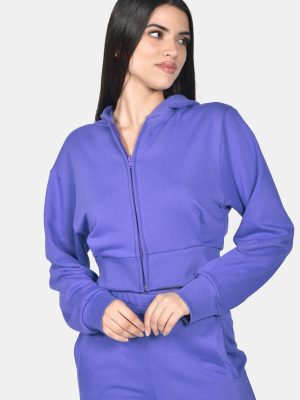 Ζακέτα Γυναικεία Φούτερ Μωβ