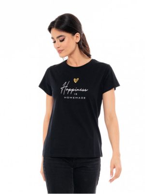 T-shirt Γυναικείο Μαύρο με Τύπωμα