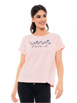 T-shirt Γυναικείο Ροζ με Τύπωμα