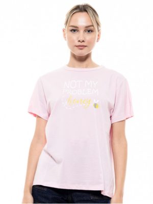 T-shirt Γυναικείο Ροζ με Τύπωμα Honey