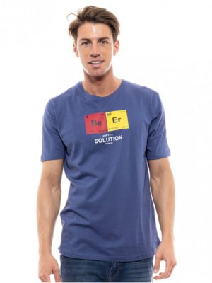 T-shirt Ανδρικό Indigo με Τύπωμα