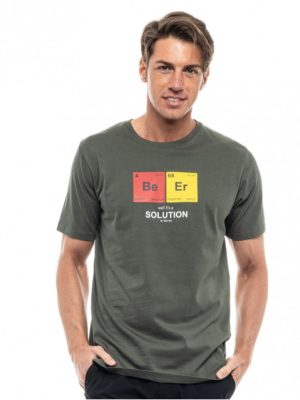 T-shirt Ανδρικό Χακί με Τύπωμα