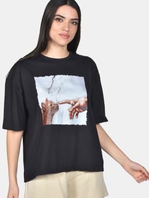 T-shirt Γυναικείο Μαύρο με Τύπωμα