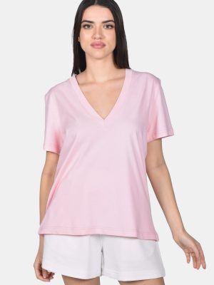 T-shirt Γυναικείο V Ροζ